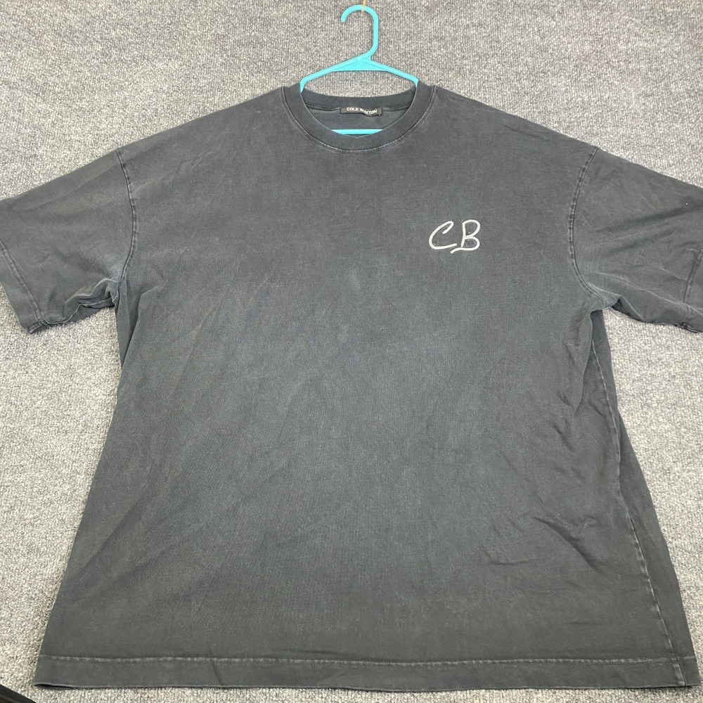 Cole Buxton Mens Washed Black CB Logo Oversized T-Shirt Heavyweight Cotton XXL